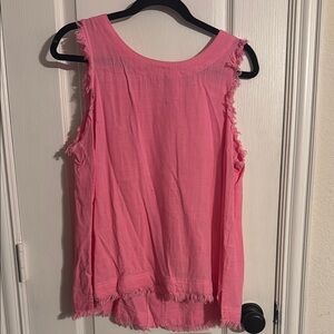 Umgee Pink Frayed Edge Tank Top